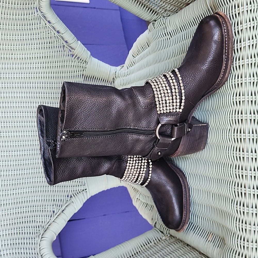 Vera Wang Natasha biker boot silver beads